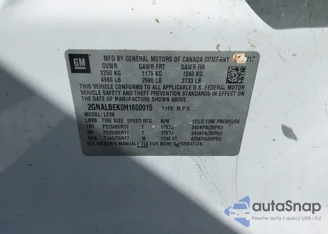 2017 Chevrolet Equinox Ls from USA, damaged, VIN 2GNALBEK0H1600915